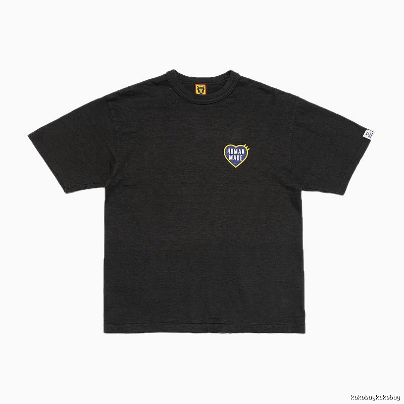 HUMAN MADE Heart Embroidered Japanese Streetwear Black T-Shirt