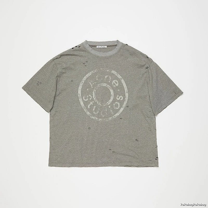 Acne Studios 2090-80 Gray Style Ac908041 Stockholm Logo T-Shirt Warm Weather