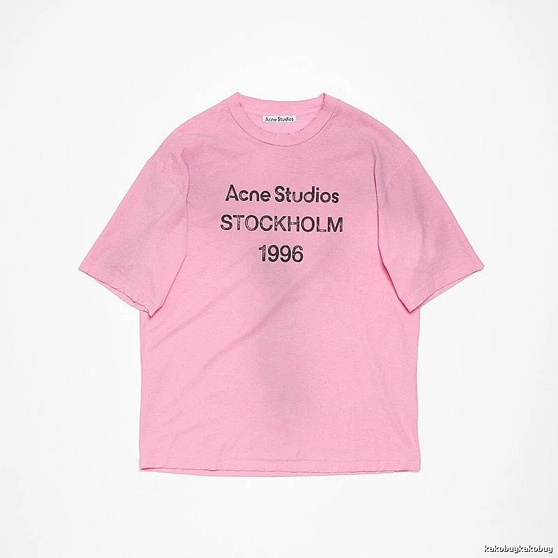Acne Studios 2090-80 Pink Red Style Ac908026 Stockholm Logo T-Shirt Weekend Wear