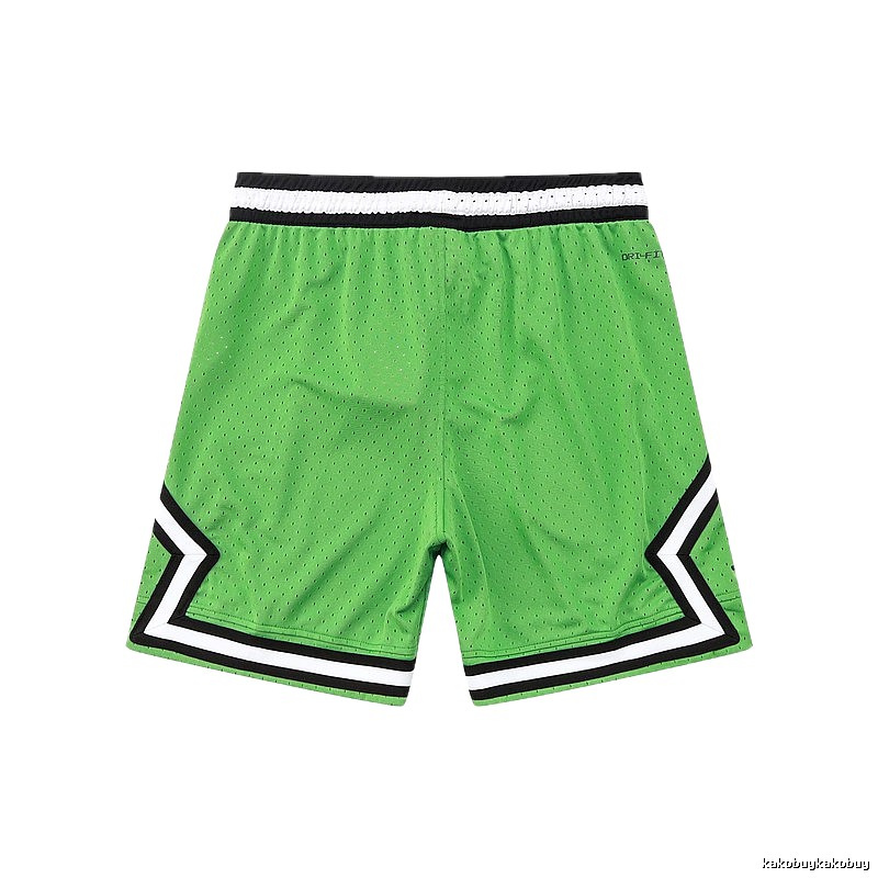 AJ basketball-style green shorts