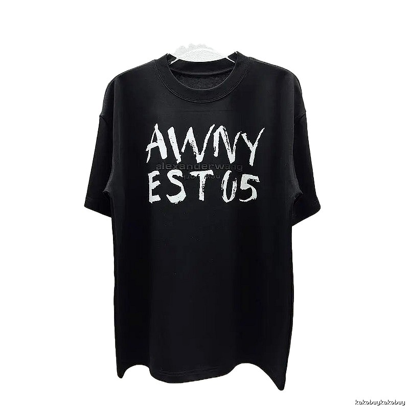 Alexander Wang Alphabet Street Style Black T-Shirt