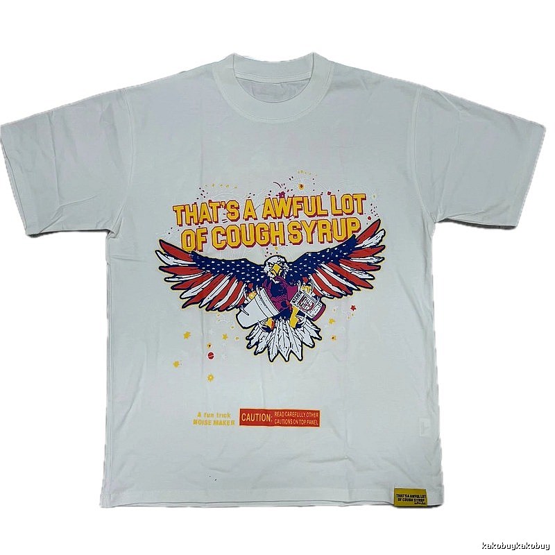 ALOCS Flying Eagle Print American Vintage White T-shirt