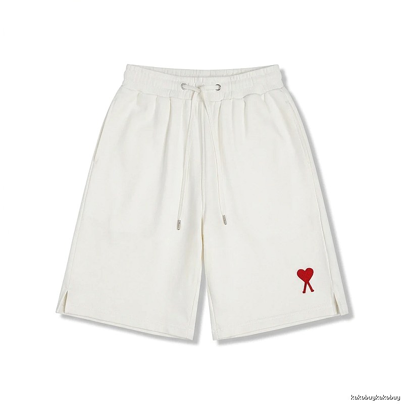 AMI Embroidered Minimalist Style White Shorts