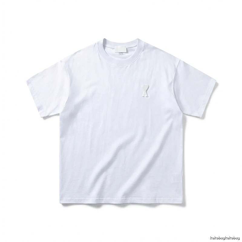 AMI Embroidered Minimalist Style White T-shirt