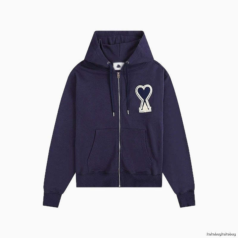 AMI Heart Pattern Zipper Hoodie