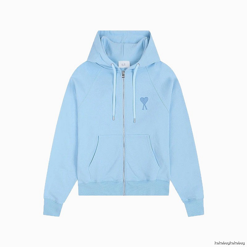 AMI Love Embroidery Light Blue Hoodie