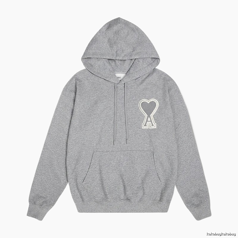 AMI Love Minimalist Style Grey Hoodie