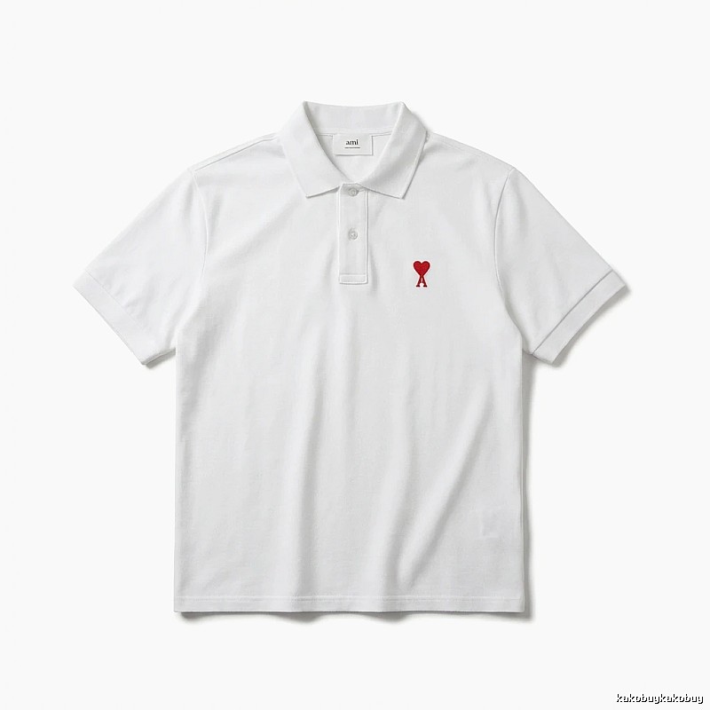 AMI Love Simple White Polo Shirt