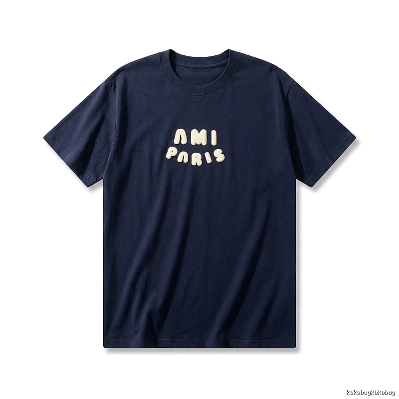 AMI minimalist style dark blue T-shirt