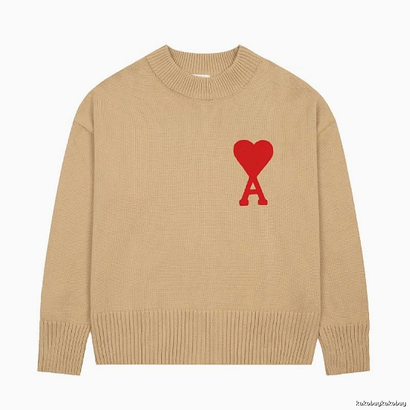 Ami Paris Lightweight Heart logo sweater Green Knit Top for Trend Styling
