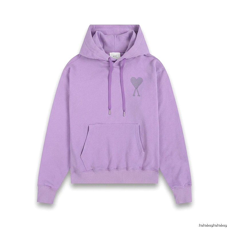 AMI series minimalist style purple hoodie