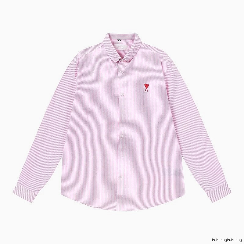 AMI Stripe Minimalist Style Pink Shirt