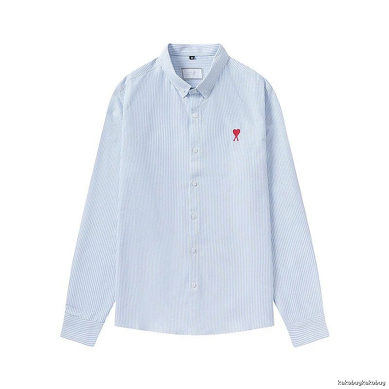 AMI striped minimalist style blue shirt