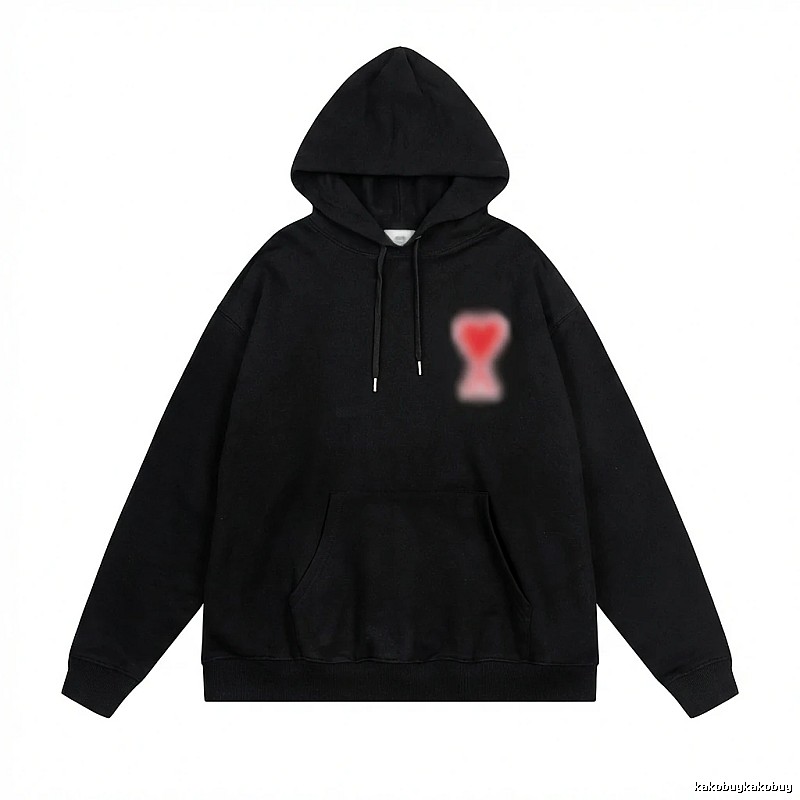 AMI Trendy Brand Love Simple Style Black Hoodie