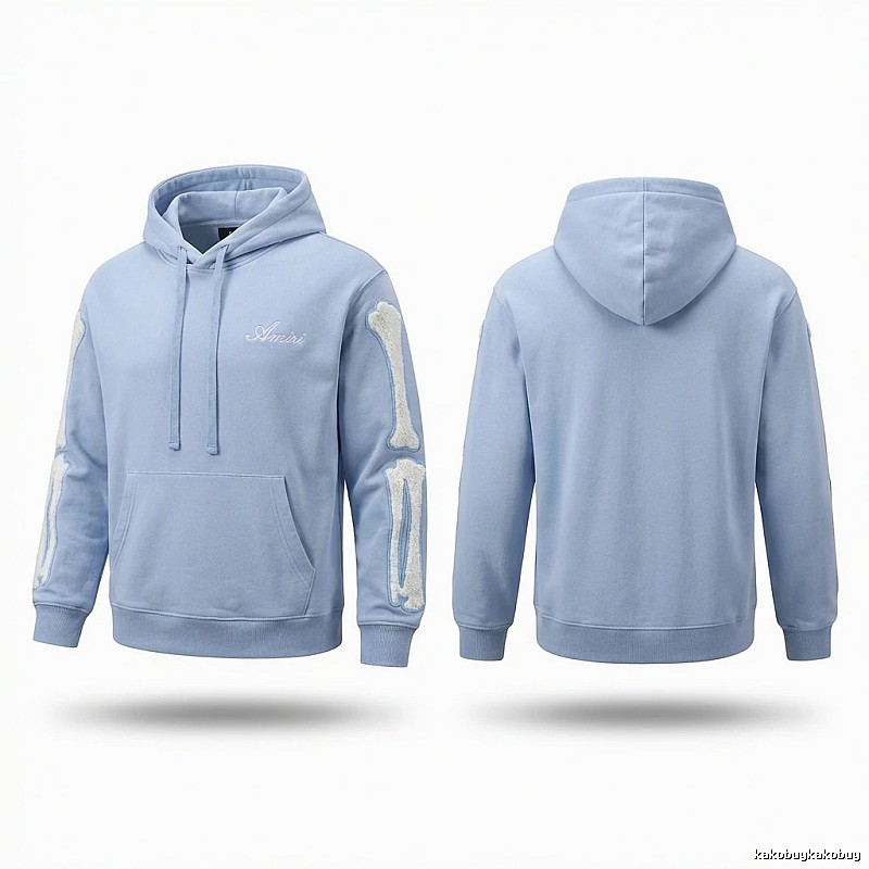 AMIRI Bone Pattern Trendy and Cool Style Light Blue Sweatshirt