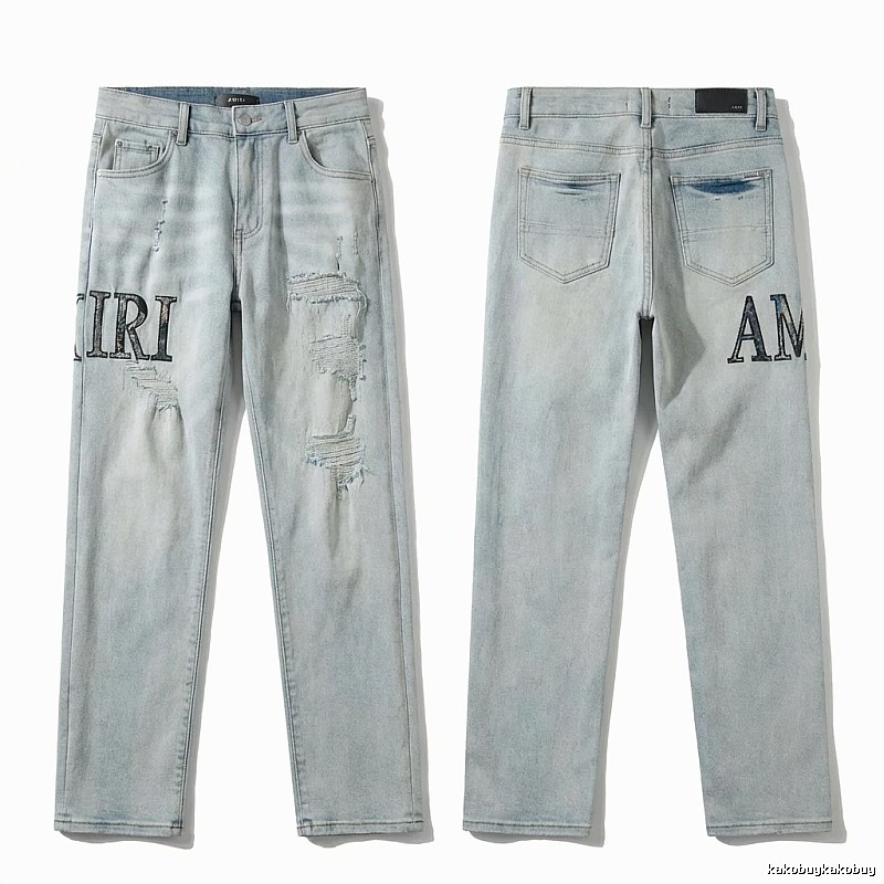 AMIRI ripped trendy light blue jeans