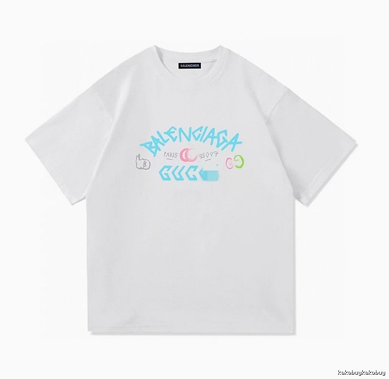 Balenciaga Co-branded Graffiti Street Style White T-Shirt