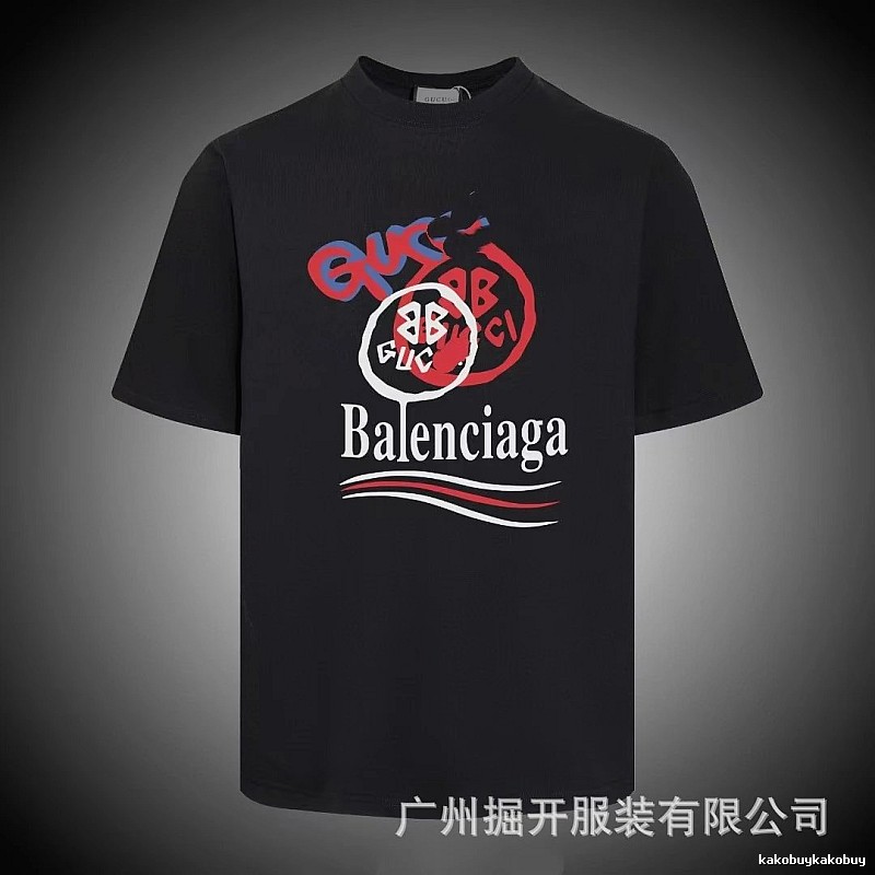 Balenciaga Co-branded Graffiti-style Black T-shirt