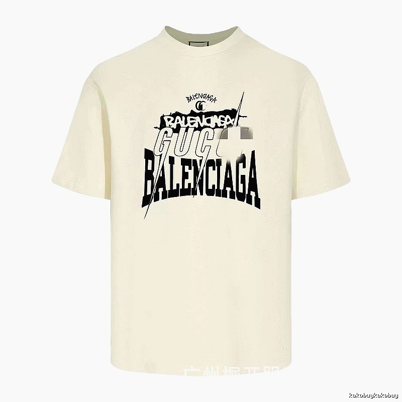 Balenciaga Co-branded Printed Street-style Off-white T-shirt
