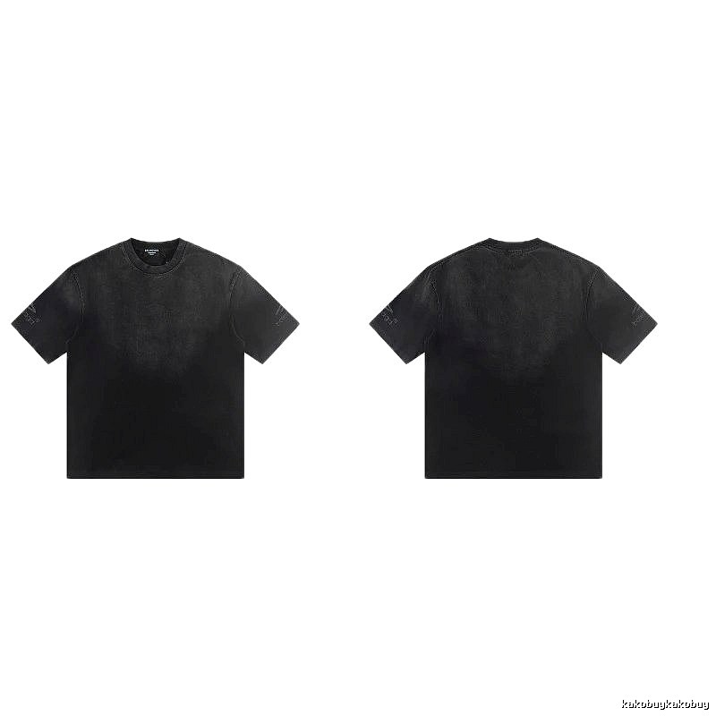 Balenciaga Distressed Street Style Black Short-Sleeve T-Shirt