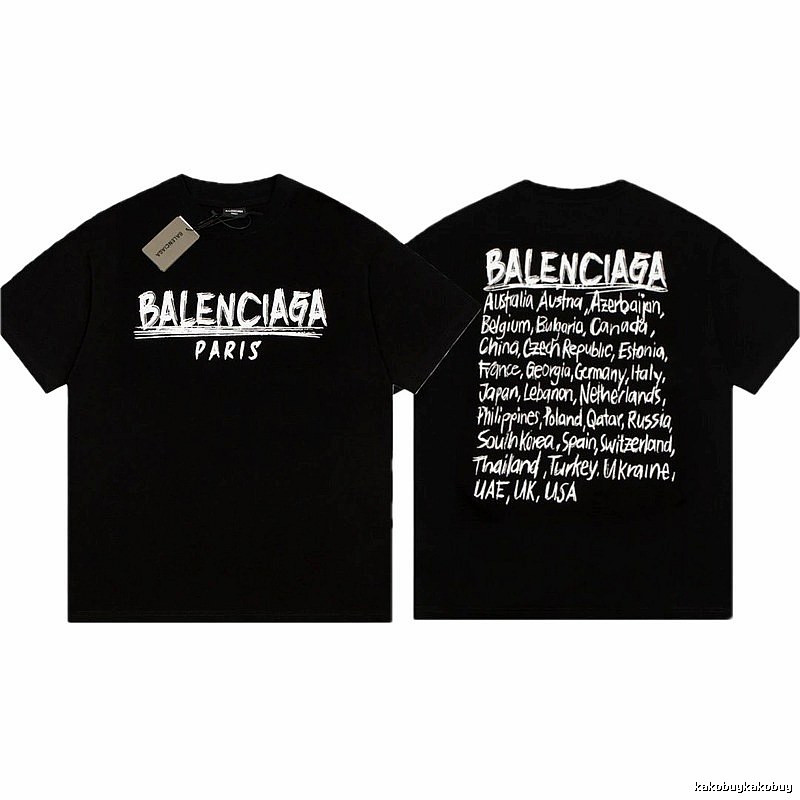Balenciaga Graffiti Street Style Black Short Sleeve T-shirt