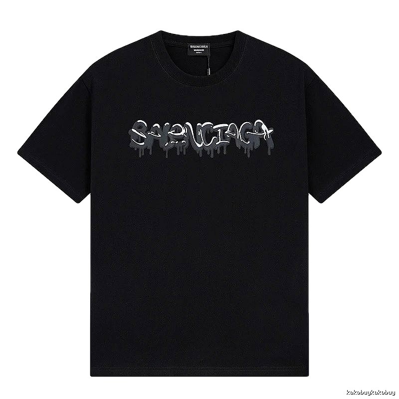 Balenciaga Graffiti Street Style Black Short Sleeve T-shirt