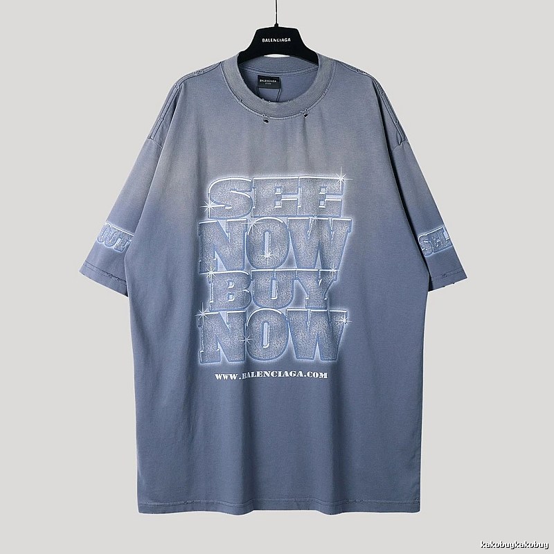 Balenciaga letter grey short-sleeve