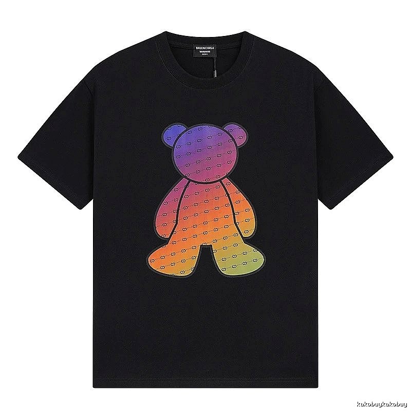 Balenciaga Rainbow Bear Short-sleeve Shirt