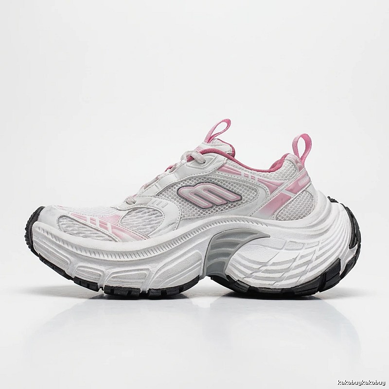 Balenciaga retro-style pink and white sports shoes