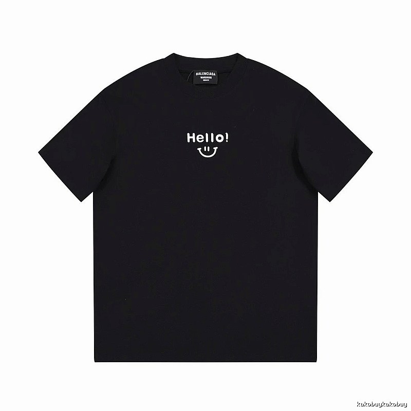 Balenciaga Smiley Print Street Style Black T-Shirt