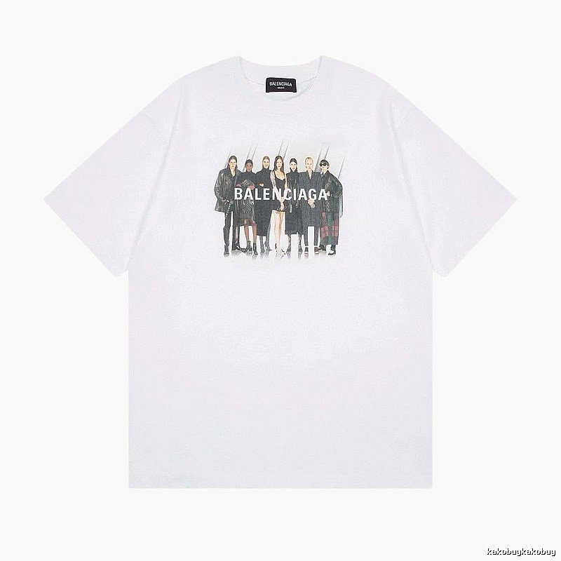 Balenciaga Trendy and Cool Style Portrait Print White T-shirt