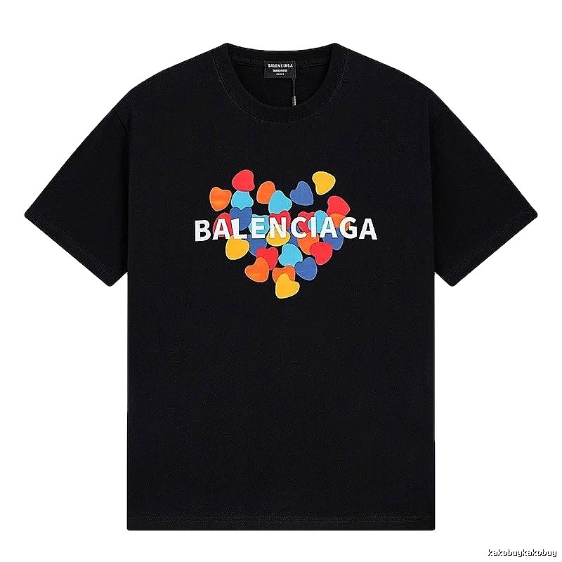 Balenciaga Trendy Black T-shirt with Heart Print