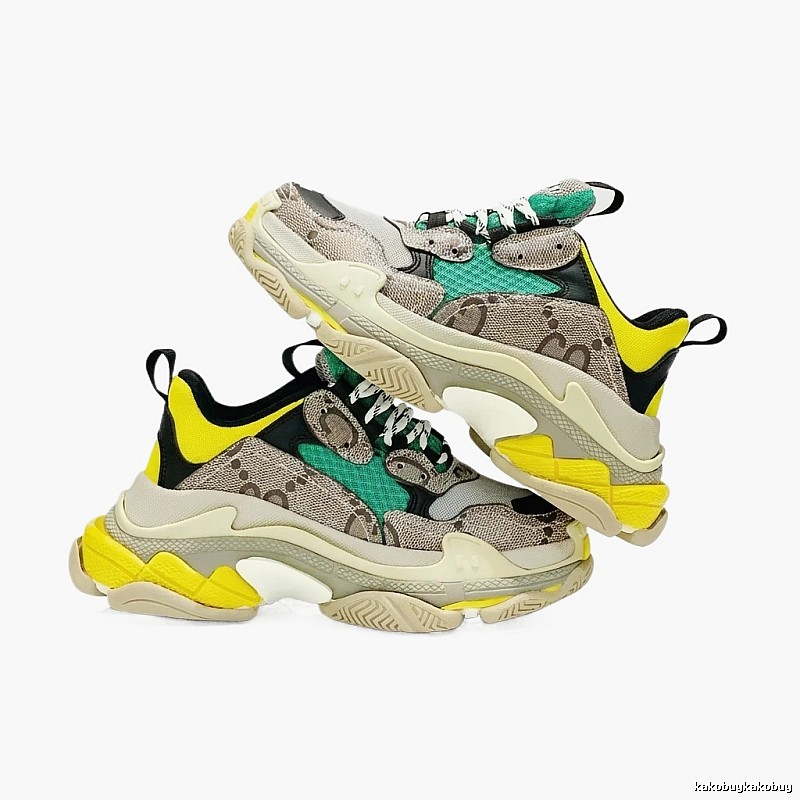 Balenciaga Triple S color-blocking style.