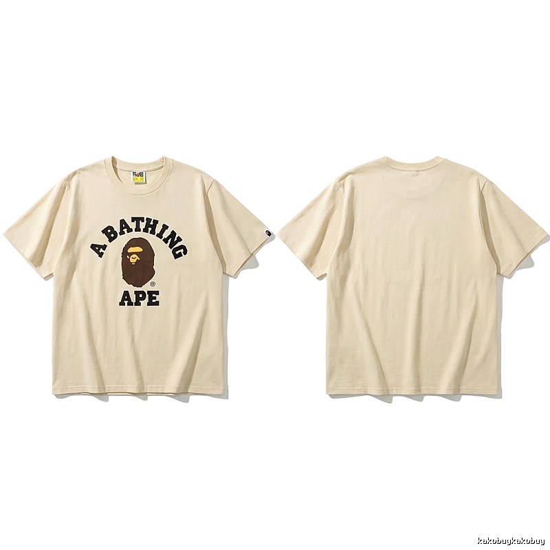 Bape Ape Head Minimalist Style Beige T-shirt