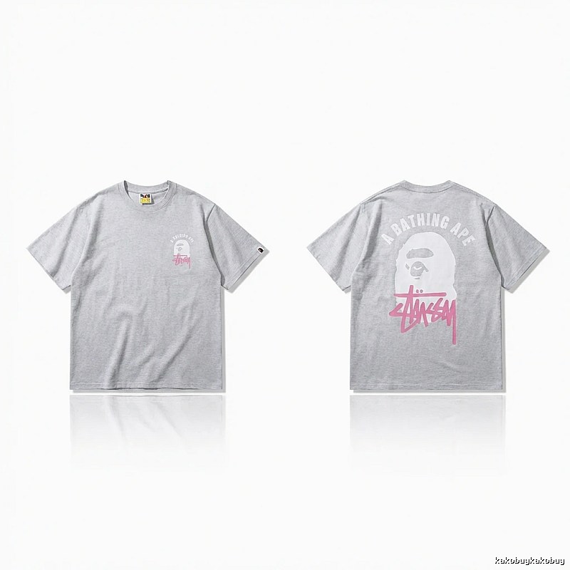 Bape Ape Head Trendy and Cool Style Gray T-shirt