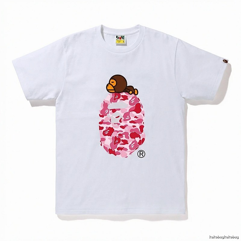 Bape camouflage cartoon-style white T-shirt