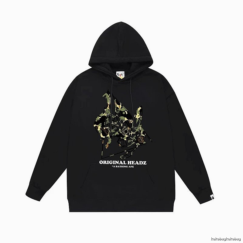 Bape camouflage-style black hoodie