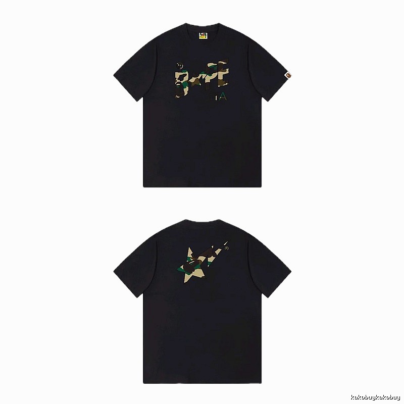Bape camouflage style black T-shirt
