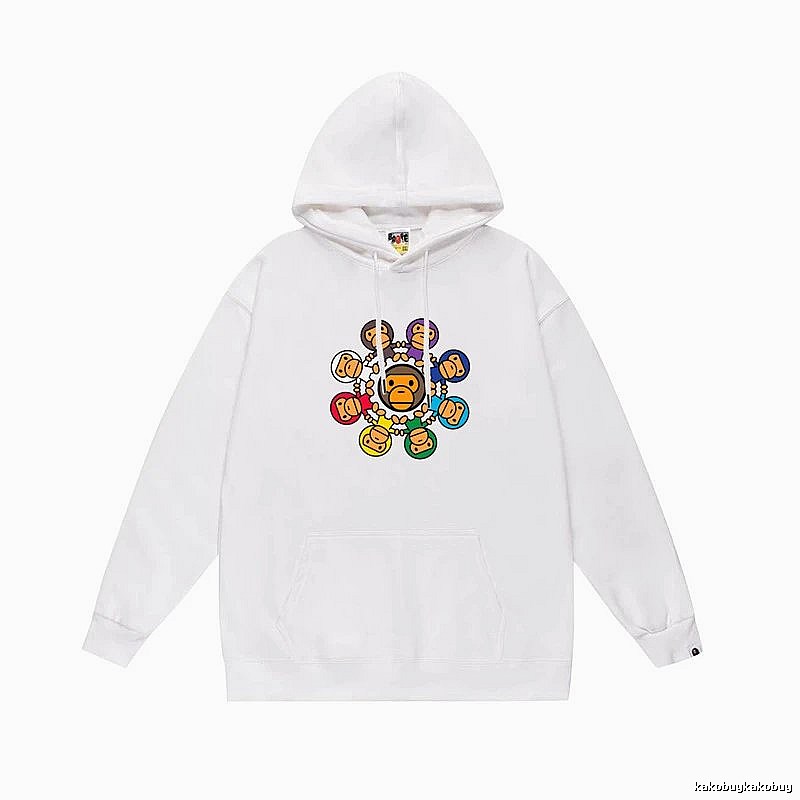 Bape cartoon trendy brand white sweatshirt
