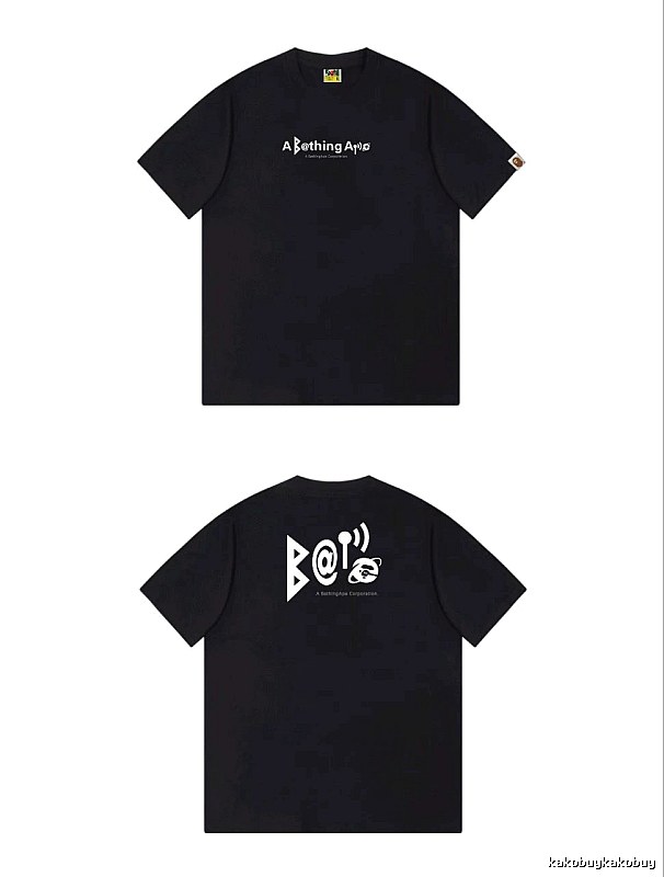 Bape letter - printed short - sleeved black T - shirt