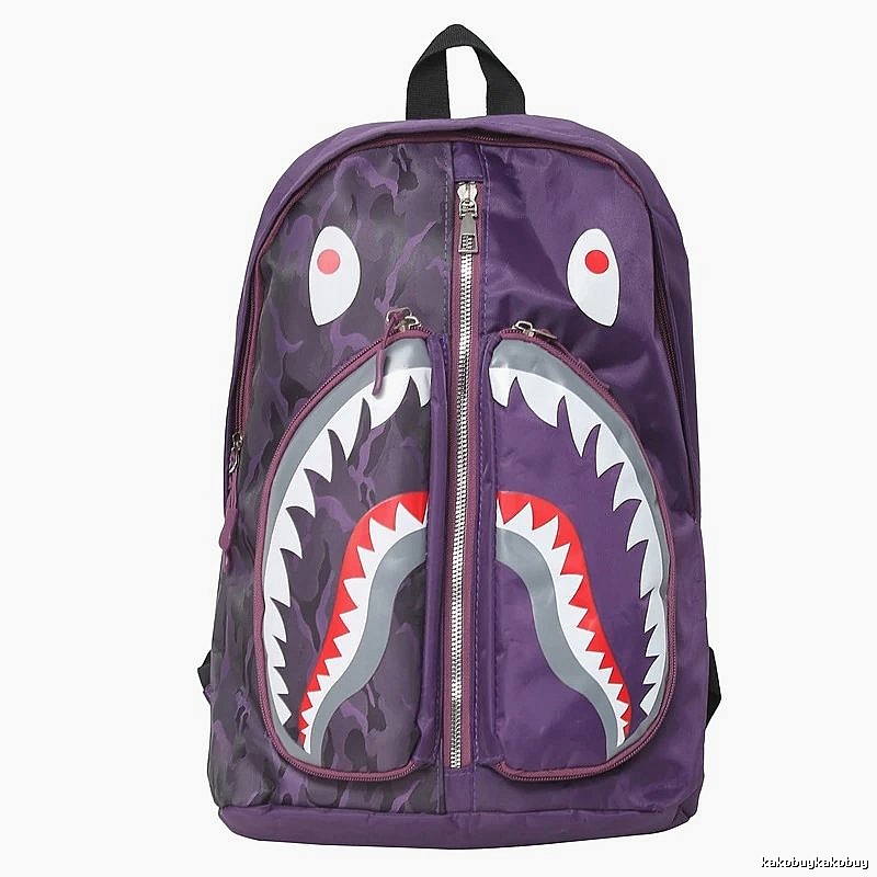 Bape Shark Camouflage Purple Backpack