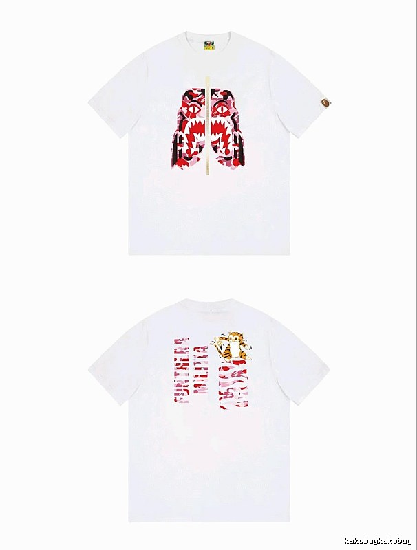Bape Shark Camouflage Style White T-shirt