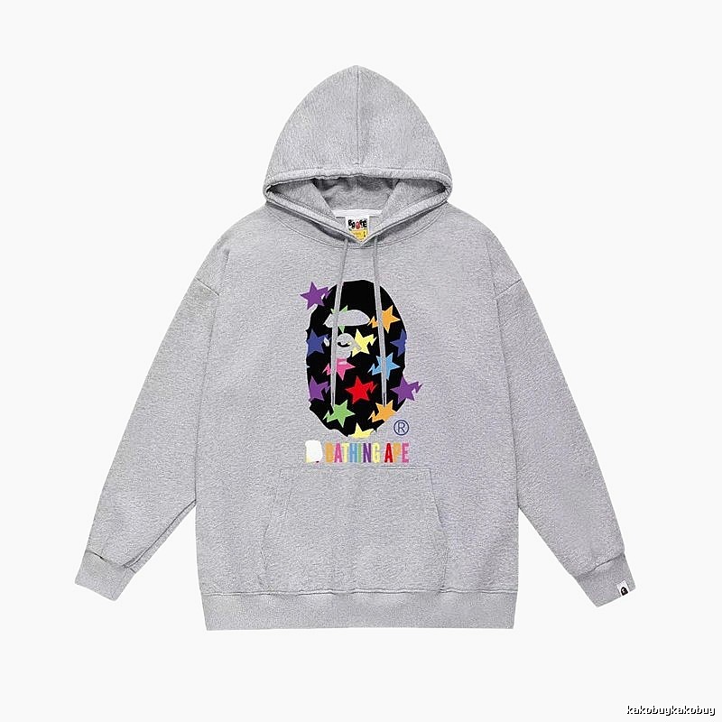 Bape star - printed grey hoodie