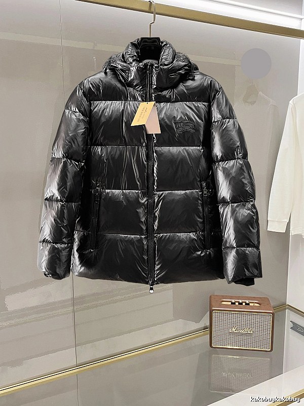 Black Hooded Glossy Glossy Puffer Jacket by Moncler