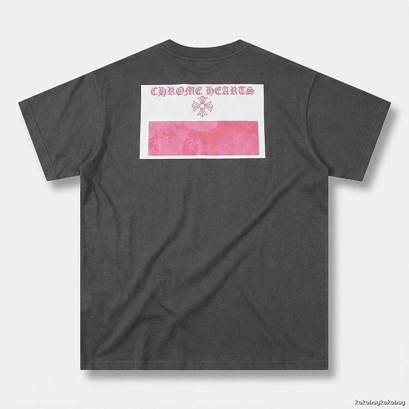 Black T-shirt with Chrome Hearts print style