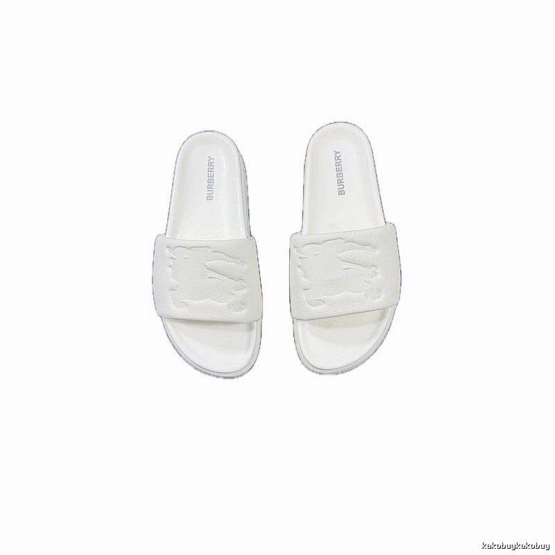 Burberry Embossed Equestrian Knight Minimalist White Slides
