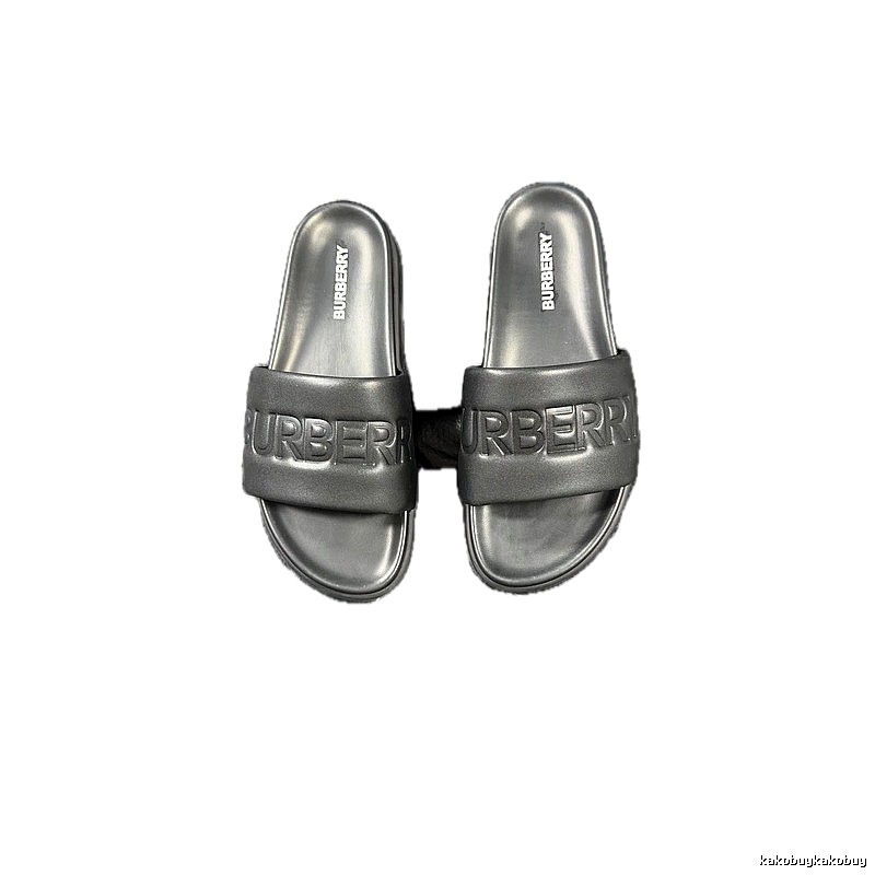 Burberry Embossed Minimalist Style Black Slide Sandals