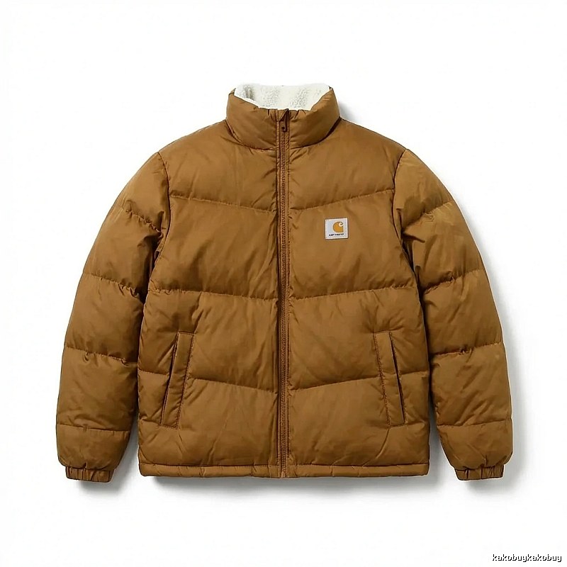 Carhartt workwear style khaki cotton-padded jacket
