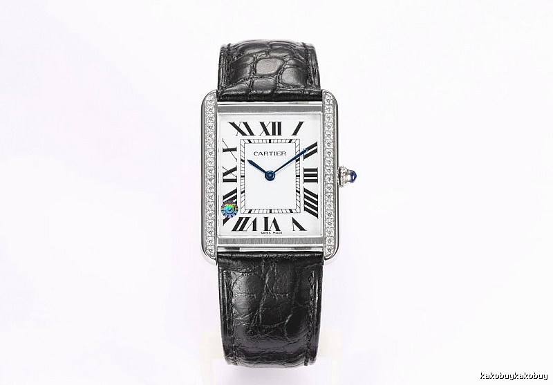 Cartier Tank-Style Dress Watch Travel Edit in Silver And Black