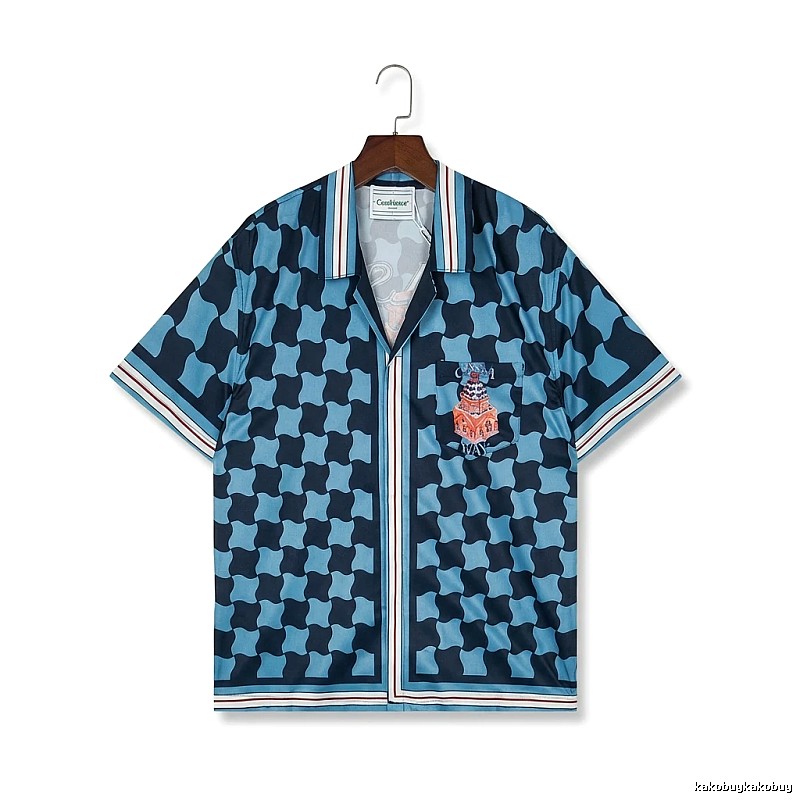 Casablanca checkered retro-style blue shirt